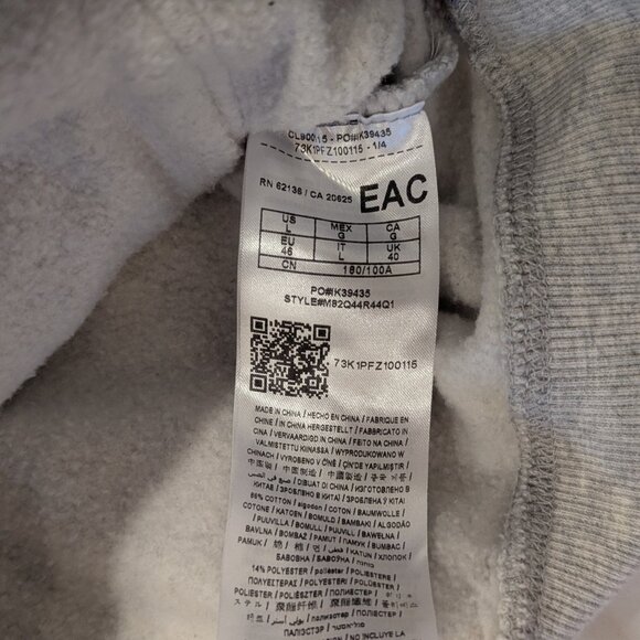 GUESS Unisex Gray Hoodie Size L New 3D Transparent Logo Pullover Cotton Classic - Picture 4 of 5